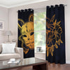 Japanese Fox Mask Print Blackout Grommet Curtains