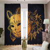 Japanese Fox Mask Print Blackout Pencil Pleat Curtains