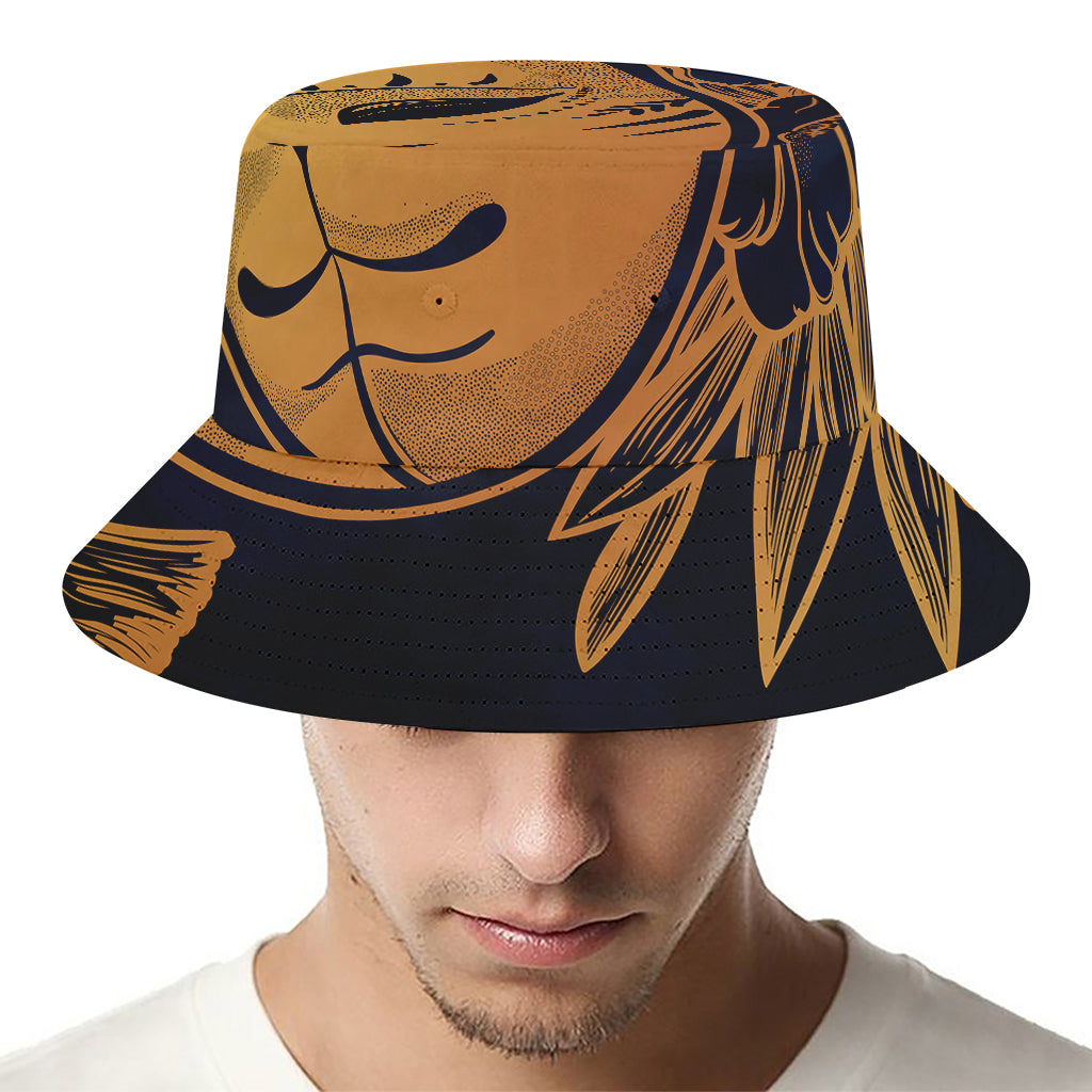 Japanese Fox Mask Print Bucket Hat