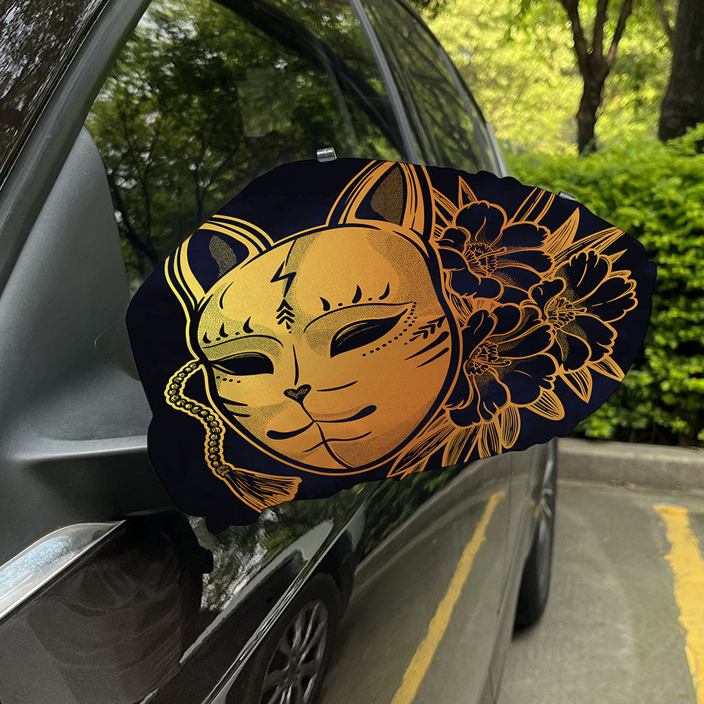 Japanese Fox Mask Print Car Side Mirror Covers
