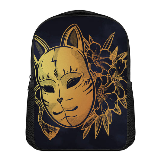 Japanese Fox Mask Print Casual Backpack
