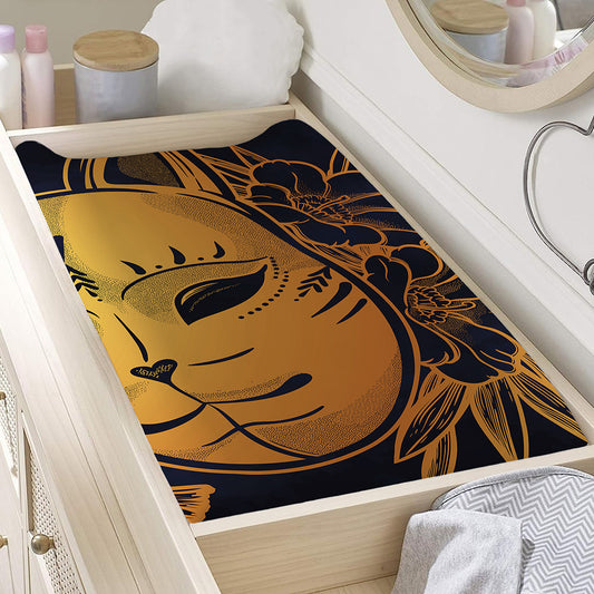 Japanese Fox Mask Print Changing Pad Cover