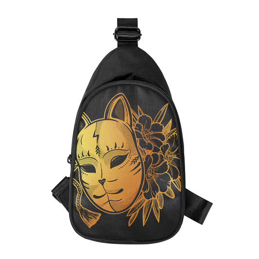 Japanese Fox Mask Print Chest Bag