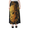 Japanese Fox Mask Print Chiffon Maxi Skirt