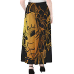 Japanese Fox Mask Print Chiffon Maxi Skirt