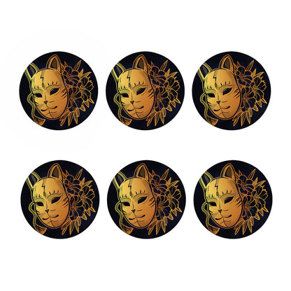 Japanese Fox Mask Print Coaster Set