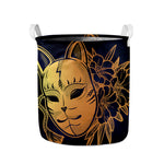 Japanese Fox Mask Print Collapsible Laundry Basket