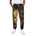 Japanese Fox Mask Print Cotton Sweatpants