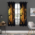 Japanese Fox Mask Print Grommet Curtain Panels