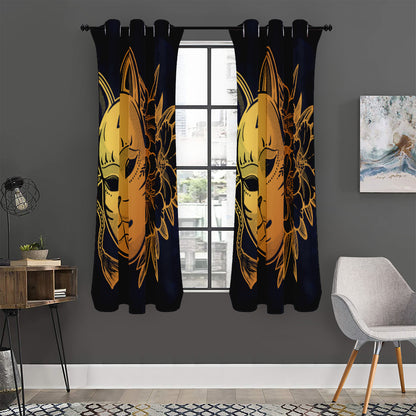 Japanese Fox Mask Print Curtain
