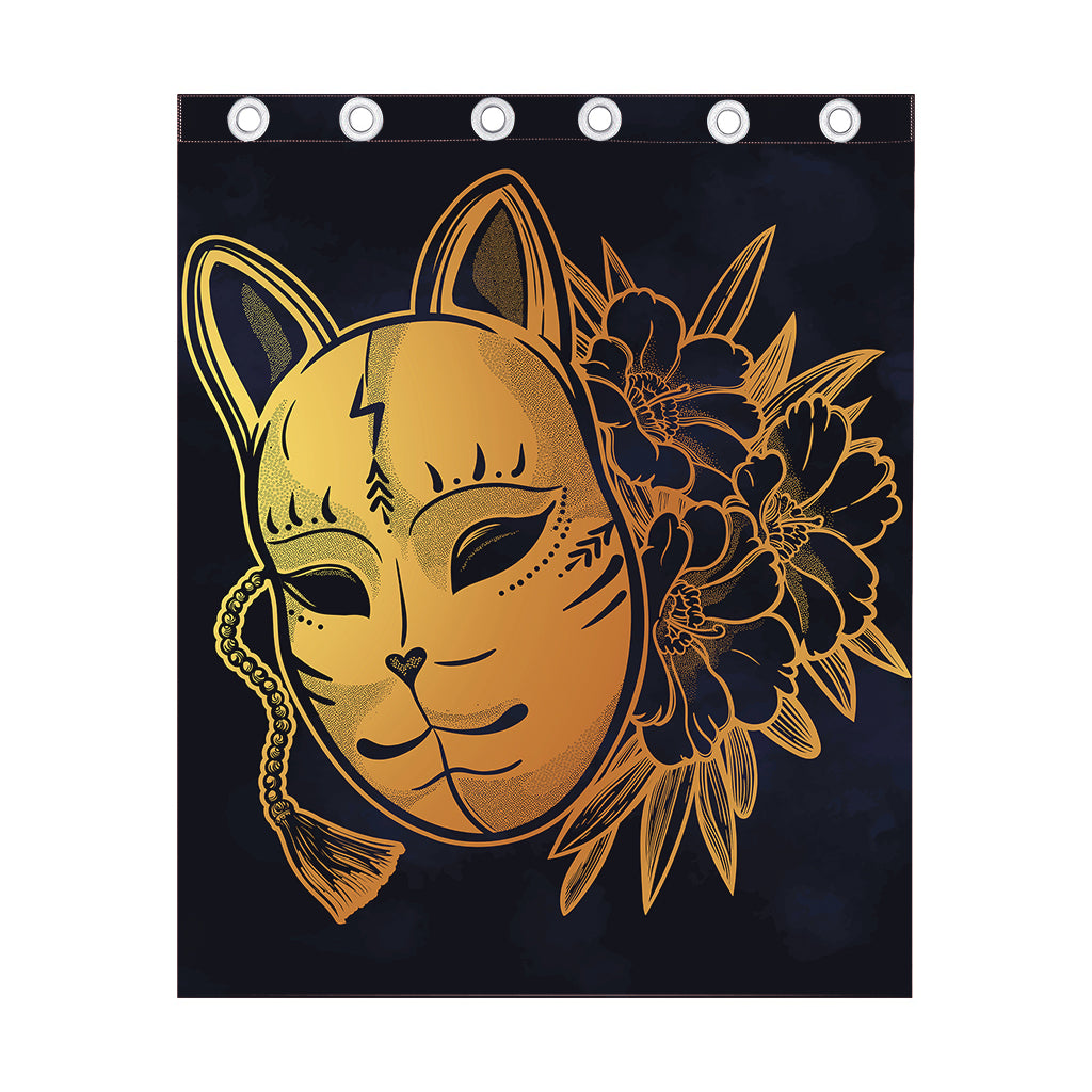 Japanese Fox Mask Print Curtain