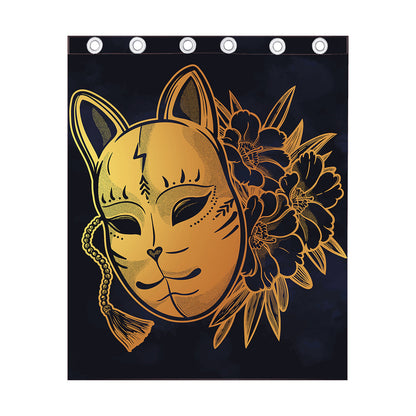 Japanese Fox Mask Print Curtain