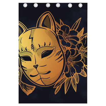 Japanese Fox Mask Print Curtain