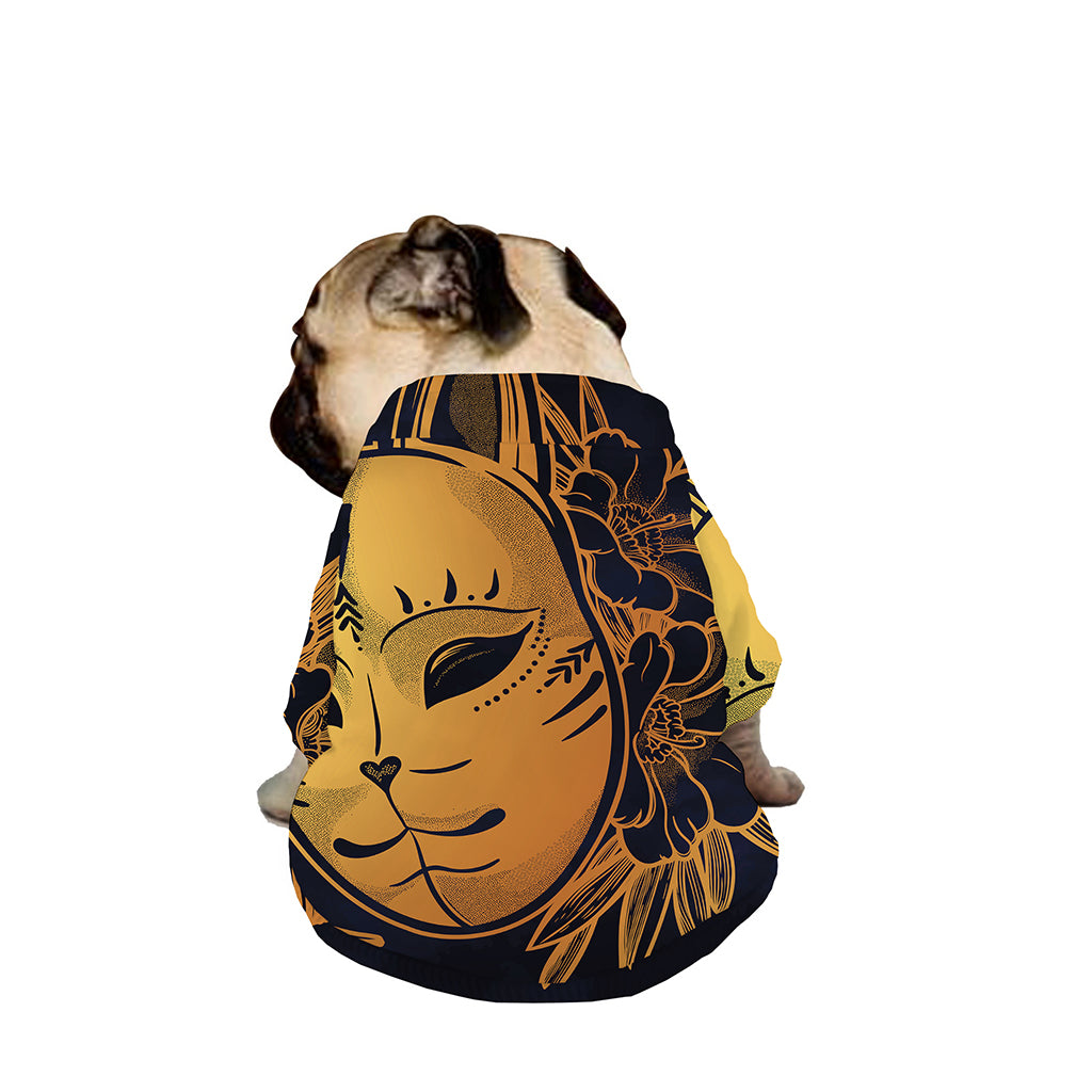 Japanese Fox Mask Print Dog Zip Up Jacket