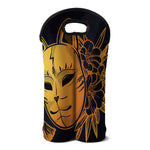 Japanese Fox Mask Print Double Neoprene Wine Tote