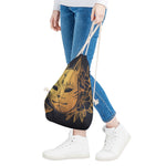 Japanese Fox Mask Print Drawstring Bag