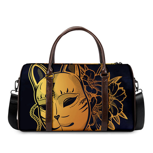 Japanese Fox Mask Print Duffle Bag