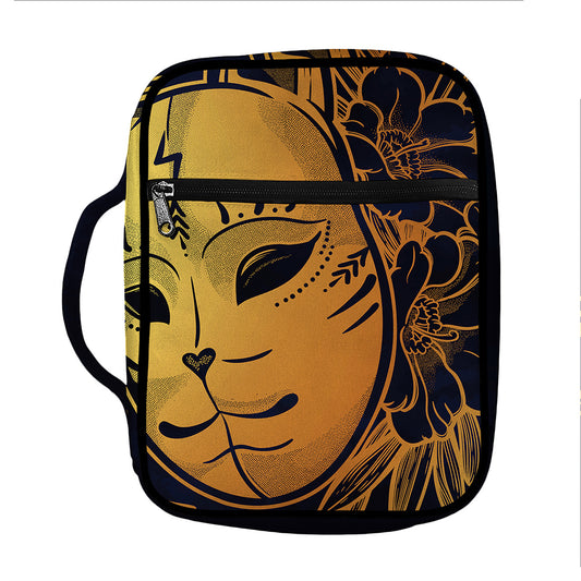 Japanese Fox Mask Print Front Pocket Bible Bag