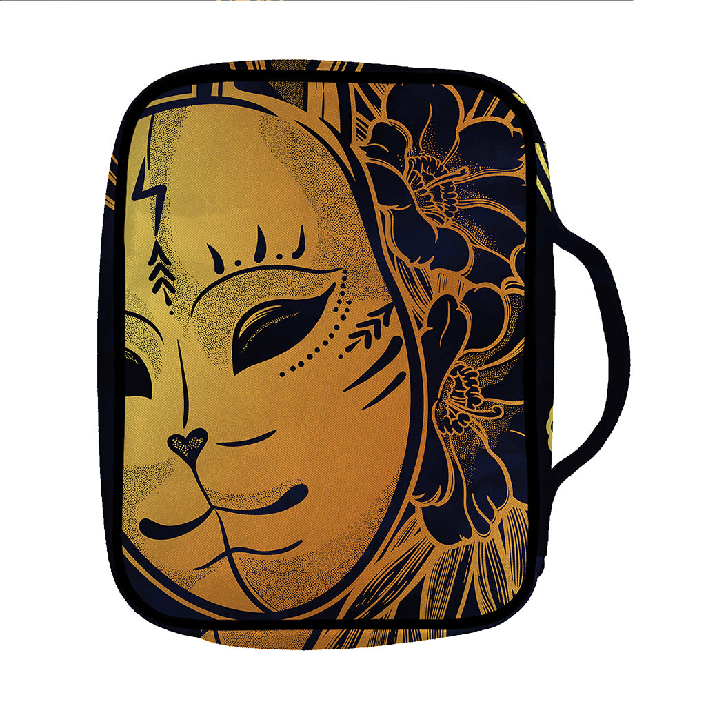 Japanese Fox Mask Print Front Pocket Bible Bag