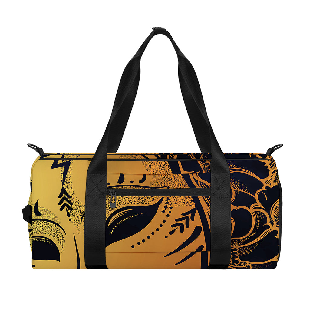 Japanese Fox Mask Print Gym Bag