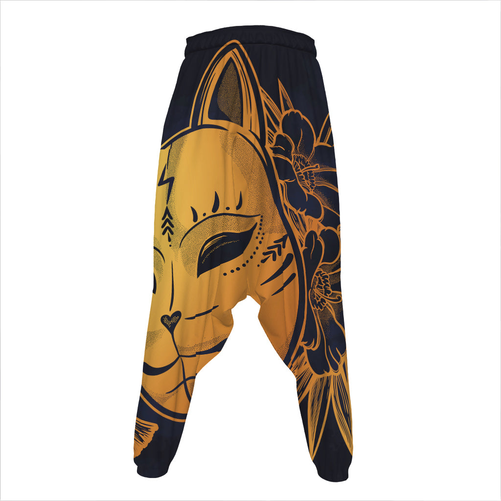 Japanese Fox Mask Print Hammer Pants