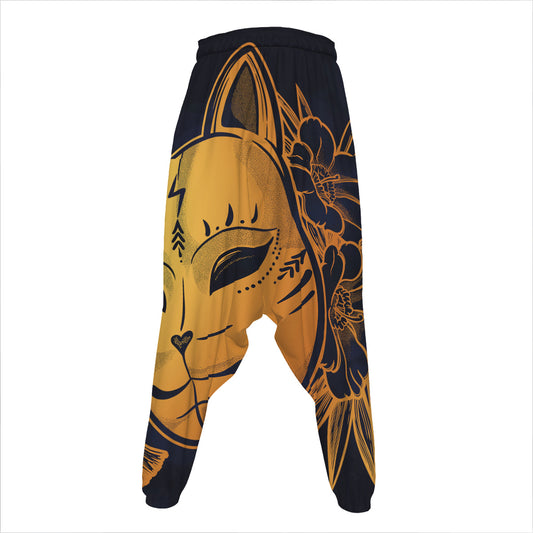 Japanese Fox Mask Print Hammer Pants