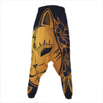 Japanese Fox Mask Print Hammer Pants