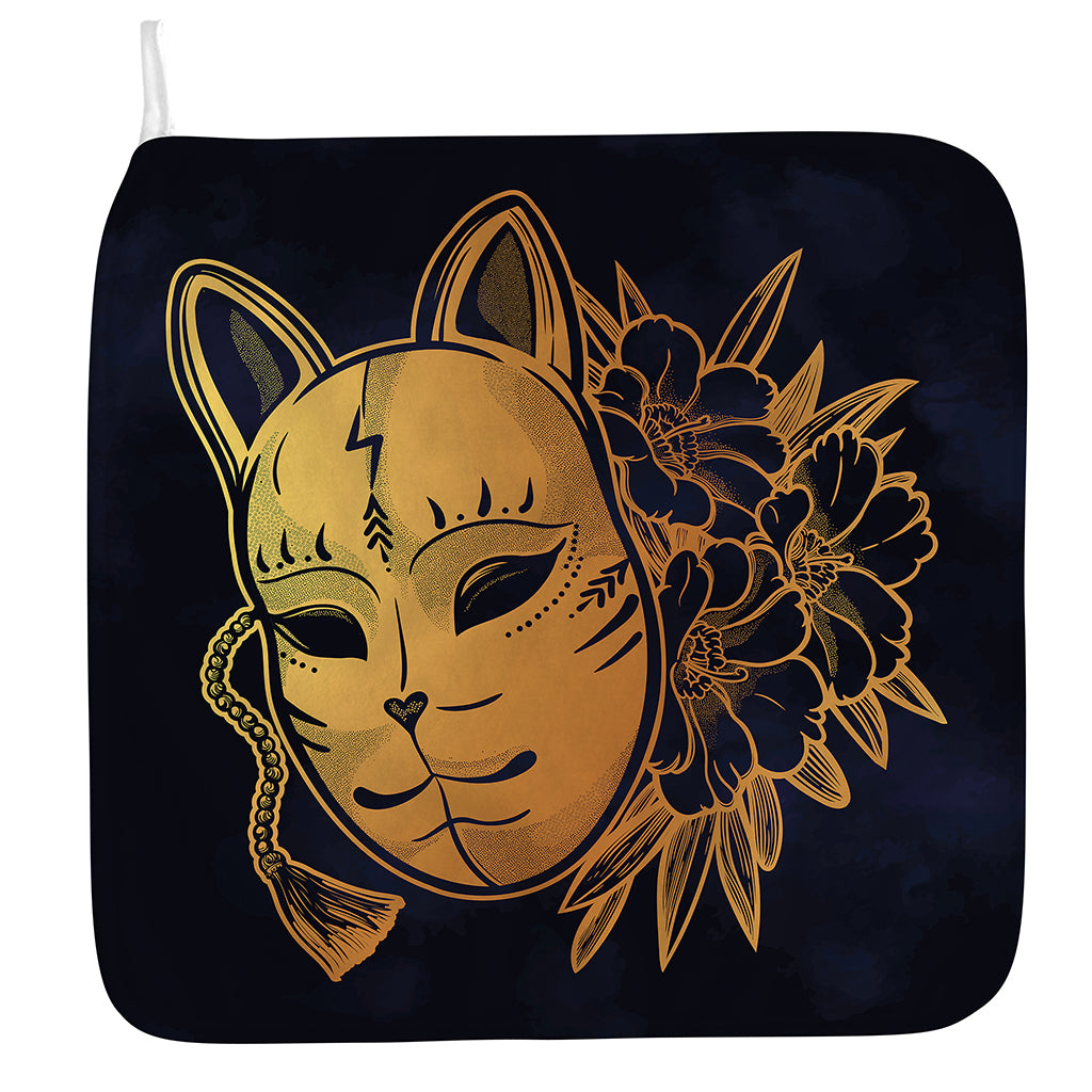 Japanese Fox Mask Print Hand Towel