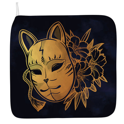 Japanese Fox Mask Print Hand Towel