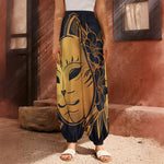 Japanese Fox Mask Print Harem Pants