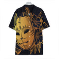 Japanese Fox Mask Print Hawaiian Shirt