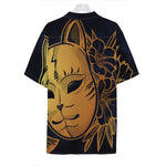 Japanese Fox Mask Print Hawaiian Shirt