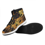 Japanese Fox Mask Print High Top Leather Sneakers