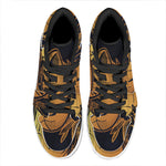 Japanese Fox Mask Print High Top Leather Sneakers