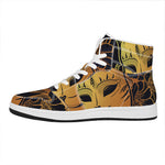 Japanese Fox Mask Print High Top Leather Sneakers