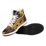 Japanese Fox Mask Print High Top Leather Sneakers