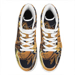 Japanese Fox Mask Print High Top Leather Sneakers