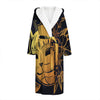 Japanese Fox Mask Print Hooded Bathrobe