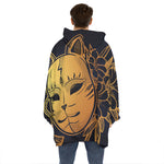 Japanese Fox Mask Print Hoodie Blanket