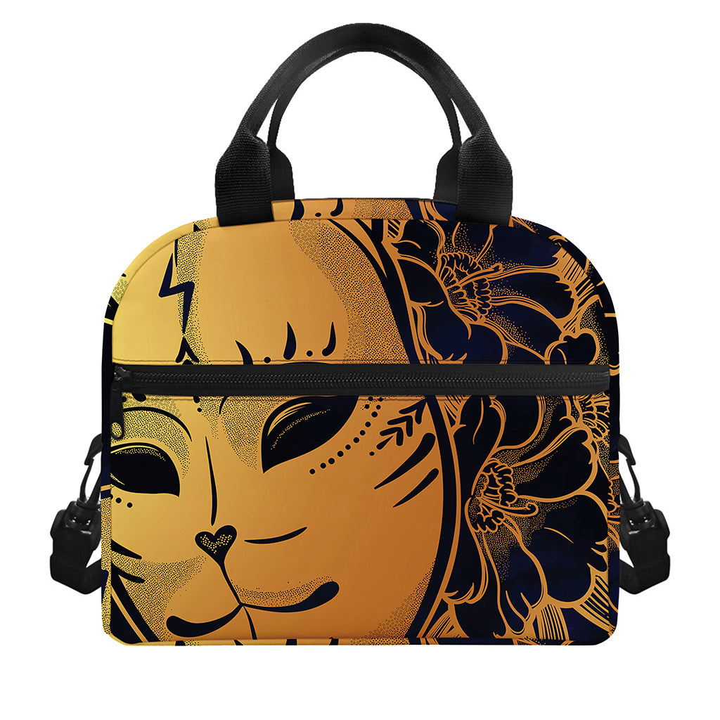Japanese Fox Mask Print Insulated Lunch Bag