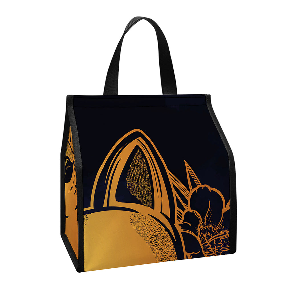 Japanese Fox Mask Print Insulated Lunch Tote