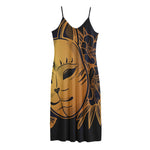 Japanese Fox Mask Print Jersey Midi Cami Dress