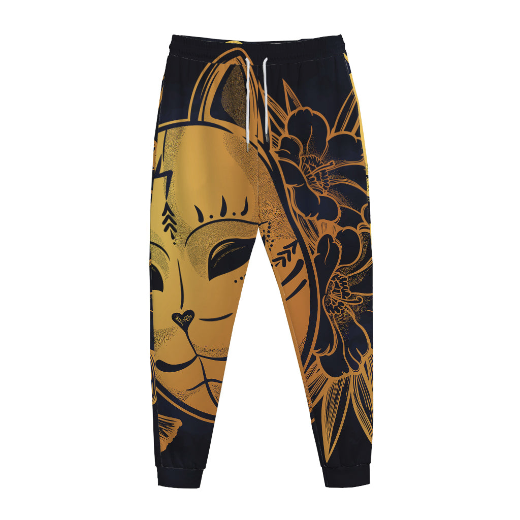 Japanese Fox Mask Print Jogger Pants