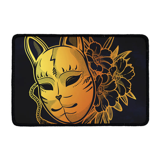 Japanese Fox Mask Print Kitchen Mat