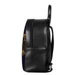 Japanese Fox Mask Print Leather Backpack