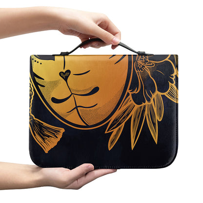 Japanese Fox Mask Print Leather Bible Cover