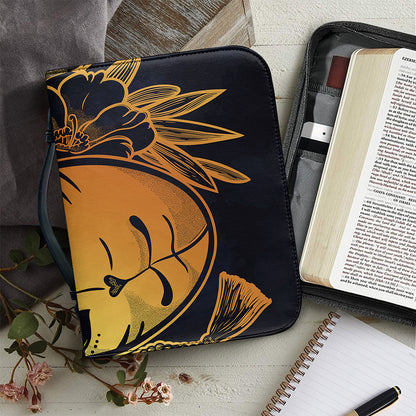 Japanese Fox Mask Print Leather Bible Cover