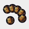 Japanese Fox Mask Print Leather Coaster Set
