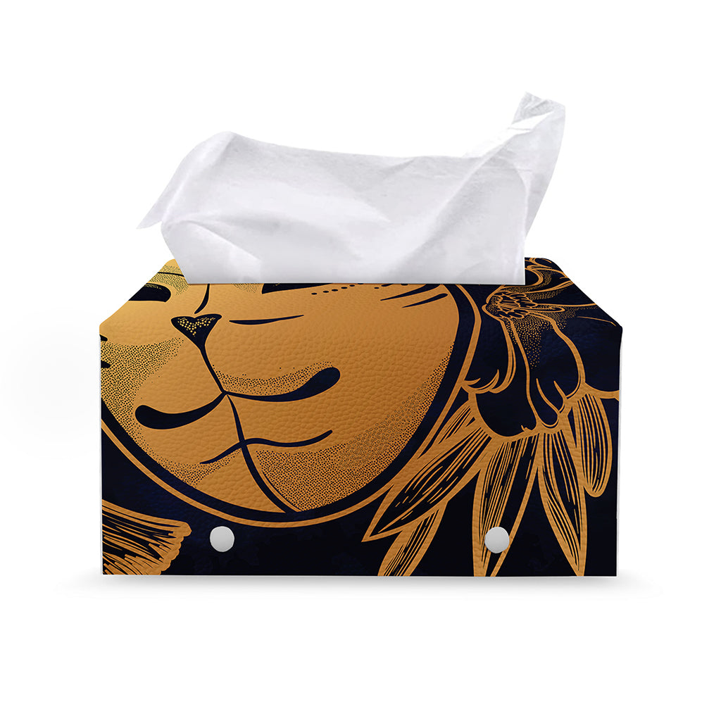Japanese Fox Mask Print Leather Tissue Box Cover