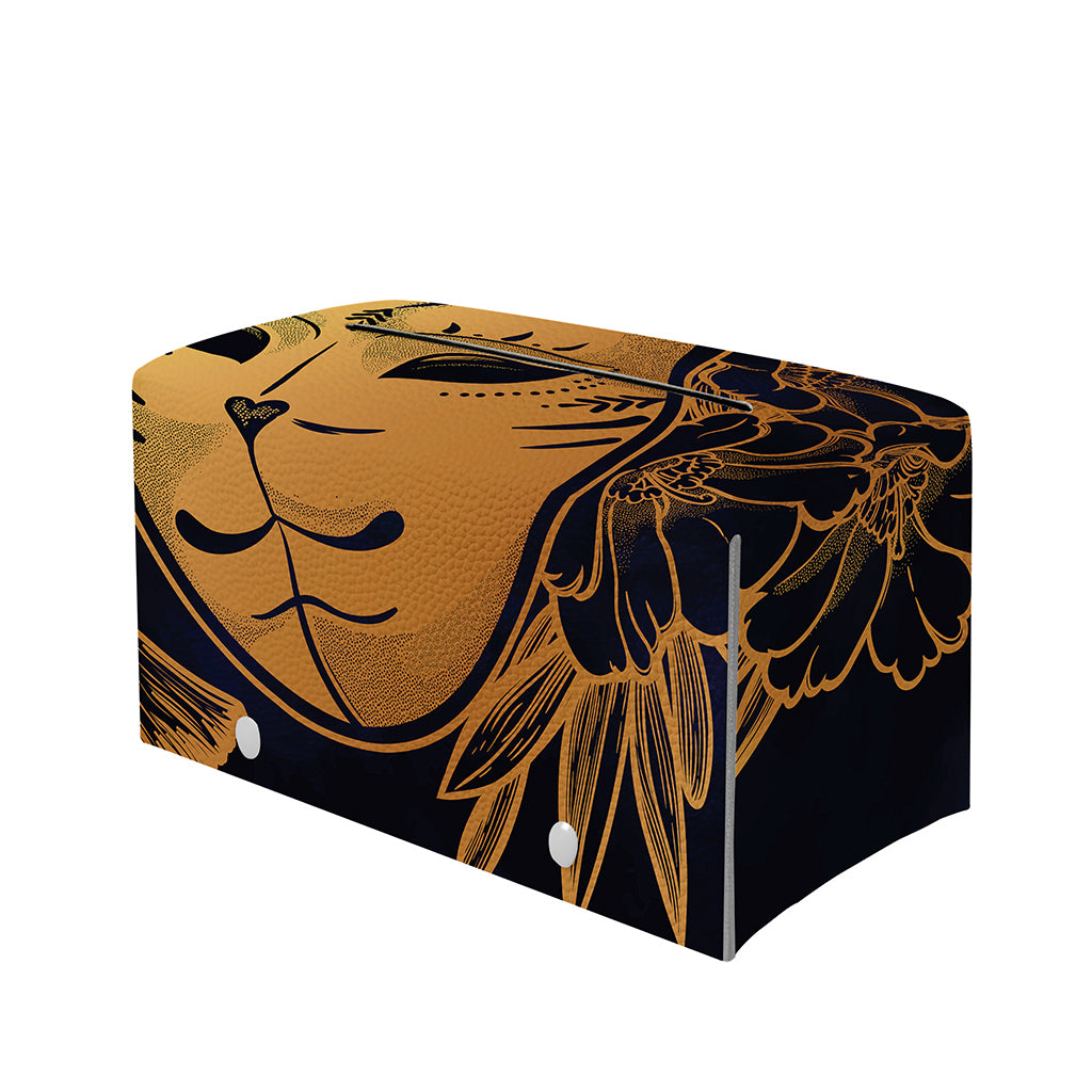 Japanese Fox Mask Print Leather Tissue Box Cover